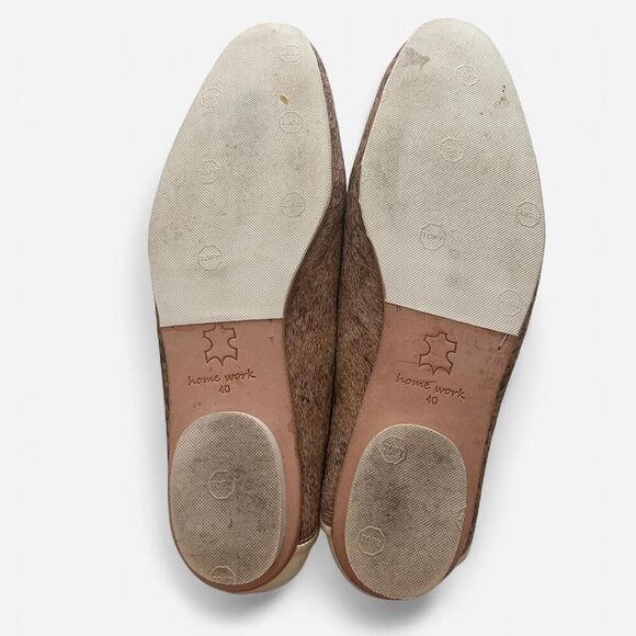 Home work atelier almond round toe preppy fur textured flats size 9 - Picture 4 of 6